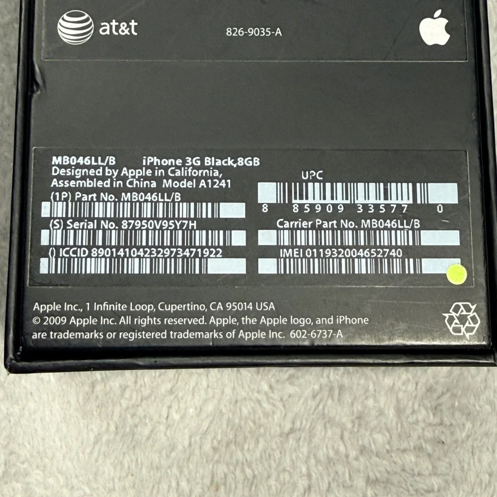 Apple iPhone 3G Smartphone 8GB Black Vintage Model A1241 with Box